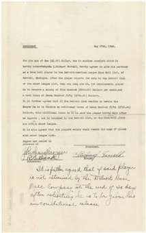 1926 Rick Ferrell Signed Detroit Tigers Players Contract (PSA/DNA)